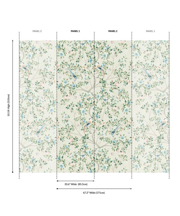Camellia Tree Grasscloth Mural - Image 4