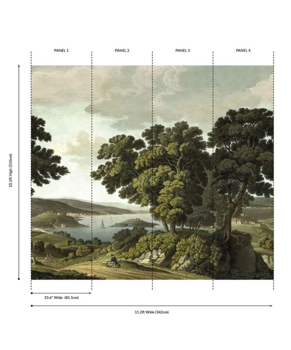 English Landscape Grasscloth Mural - Image 2