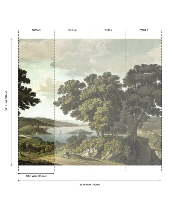 English Landscape Grasscloth Mural - Image 3
