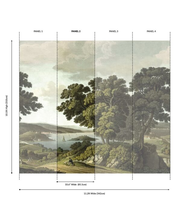 English Landscape Grasscloth Mural - Image 4