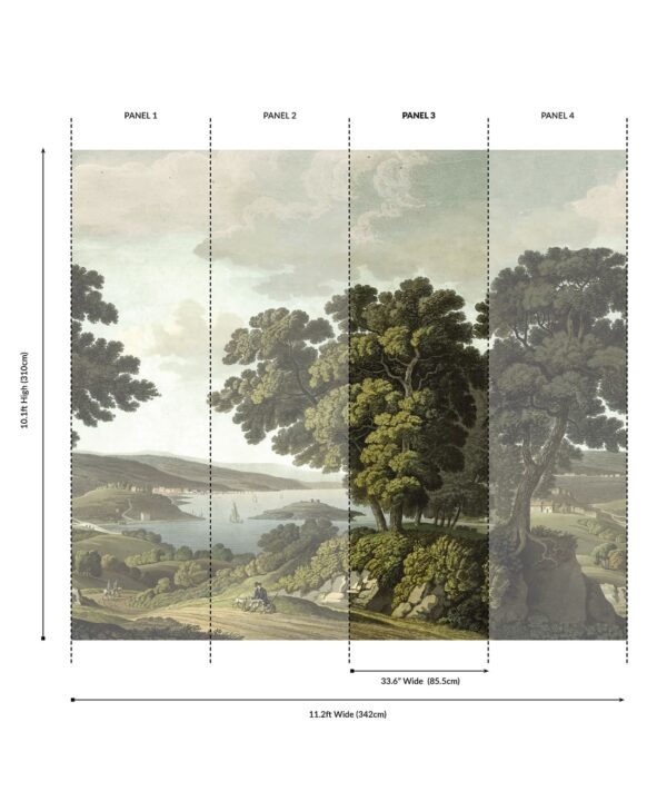 English Landscape Grasscloth Mural - Image 5