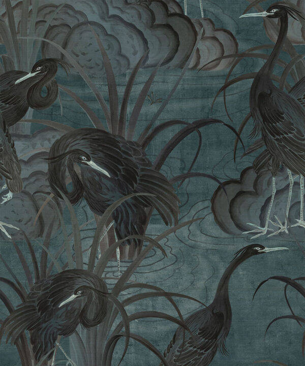 Water Birds Grasscloth Wallpaper - Image 3