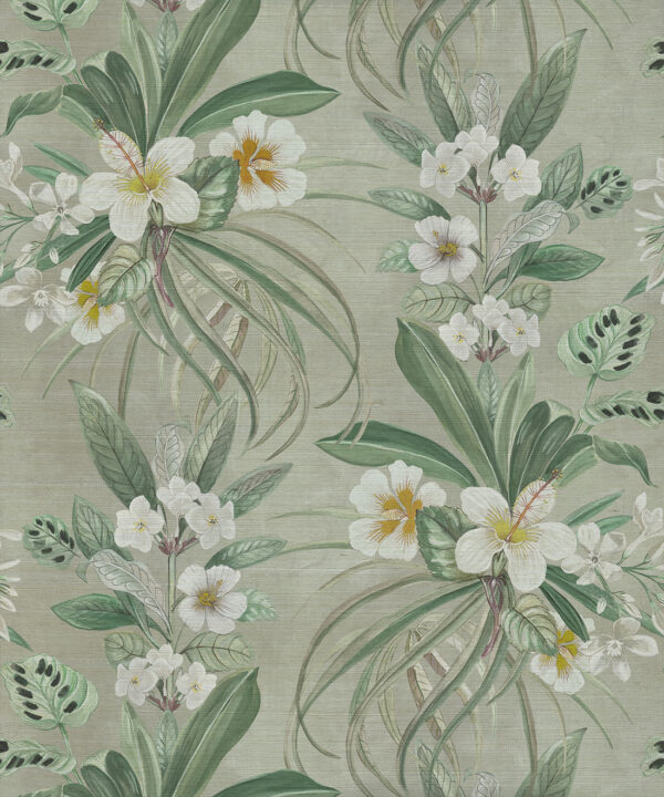 Hibiscus at Double Bay Grasscloth Wallpaper