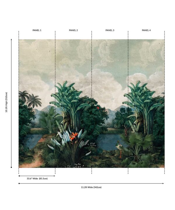 Palm Landscape Grasscloth Mural - Image 2
