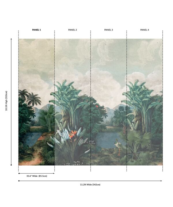 Palm Landscape Grasscloth Mural - Image 3