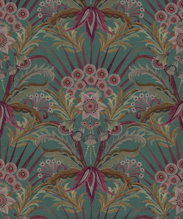 Morning Flowers Grasscloth Wallpaper