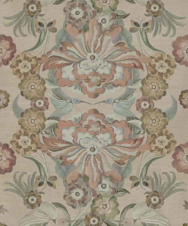 Hummingbird Garden Grasscloth Wallpaper - Image 2