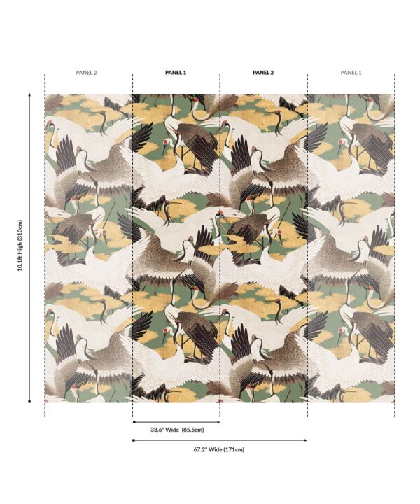 Cranes Grasscloth Wallpaper - Image 2