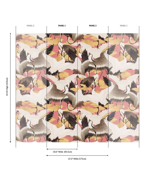 Cranes Grasscloth Wallpaper - Image 4