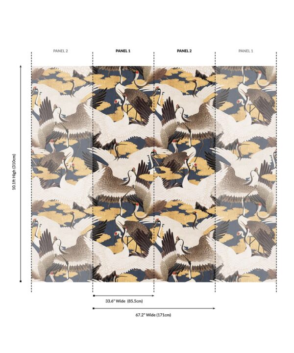 Cranes Grasscloth Wallpaper - Image 6