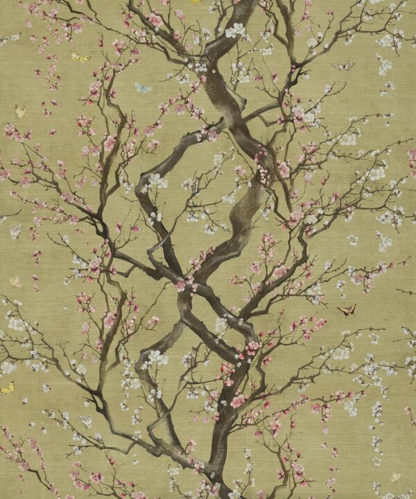 Plum Blossom Grasscloth Wallpaper - Image 2