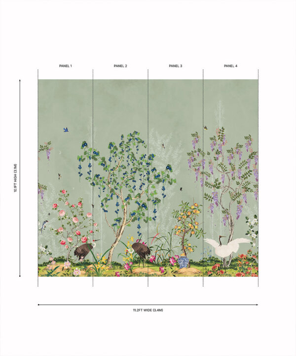 Oriental Garden Grasscloth Mural - Image 13