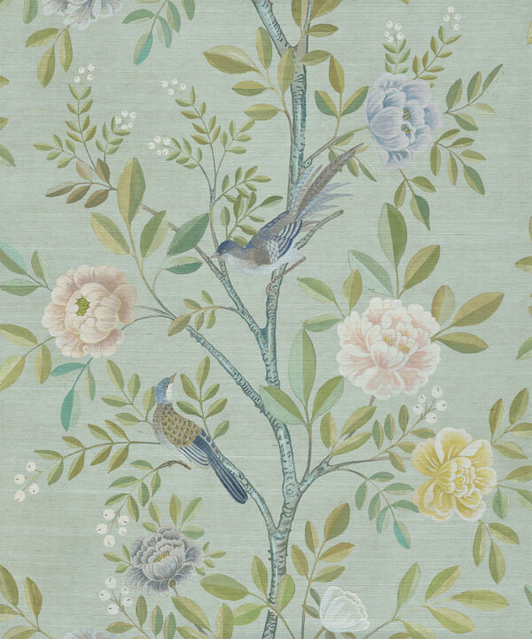Chinoiserie Grasscloth Wallpaper