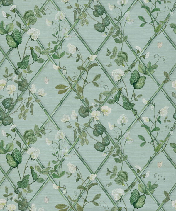 Petite Climbing Sweet Pea Grasscloth Wallpaper - Image 2