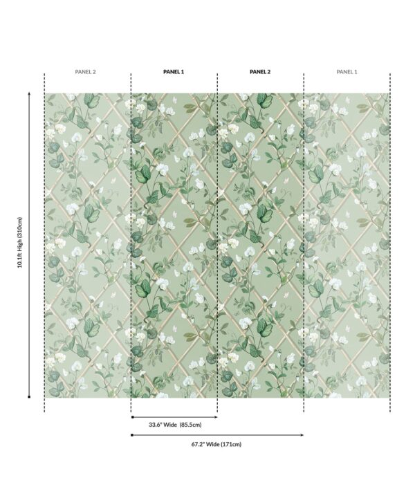 Grande Climbing Sweet Pea Grasscloth Wallpaper - Image 6