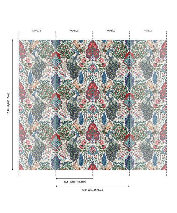 Peacock Garden Grasscloth Wallpaper - Image 2