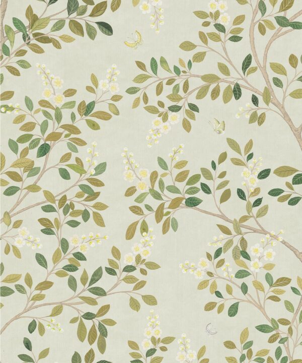 White Blossom Tree Decorative Textile Wallpaper