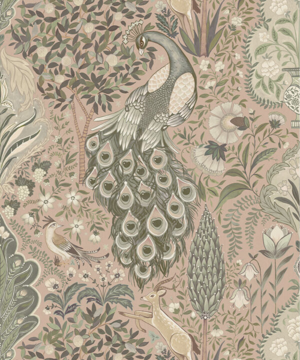 Peacock Garden Decorative Textile Wallpaper