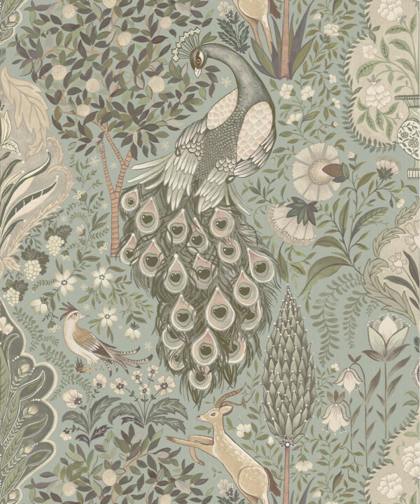 Peacock Garden Decorative Textile Wallpaper - Image 2