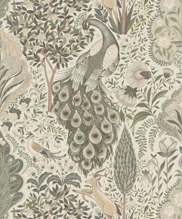 Peacock Garden Decorative Textile Wallpaper - Image 4