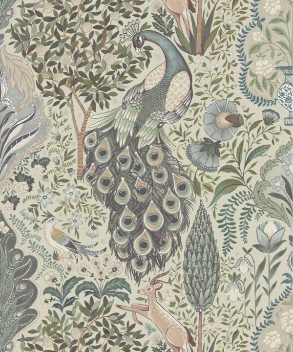 Peacock Garden Decorative Textile Wallpaper - Image 5