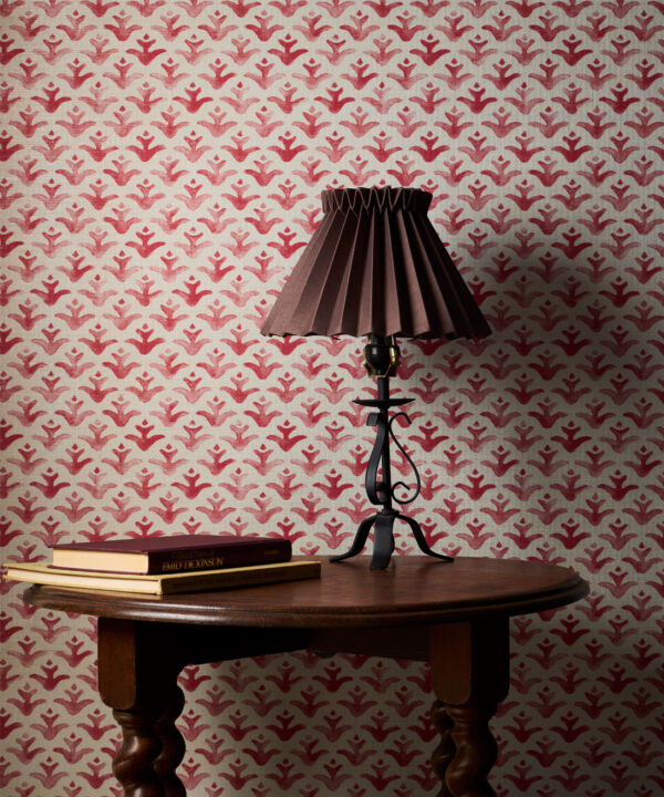 Astor Grasscloth Wallpaper - Colorway: Peony - Pattern Play Collection - Insitu