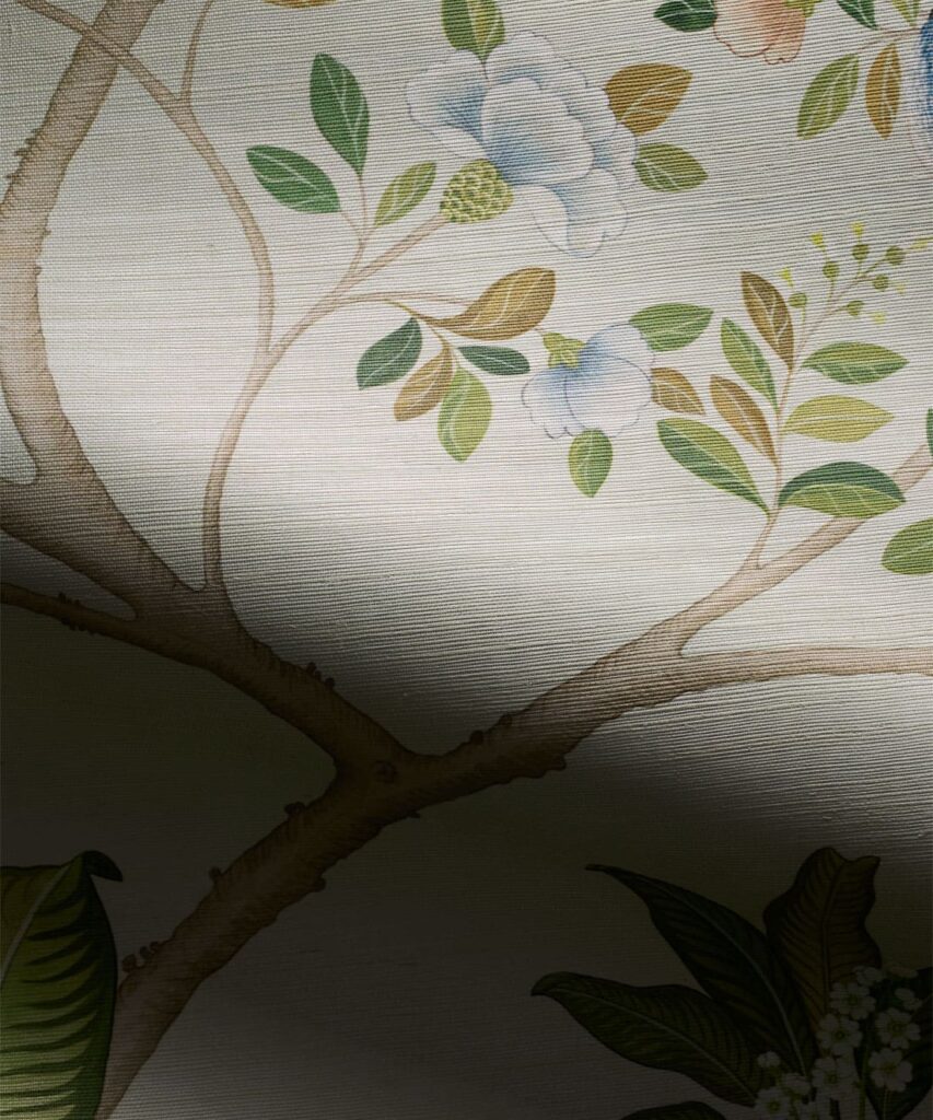 Spring Landscape Grasscloth Wallpaper - Colorway: Beige - Swatch
