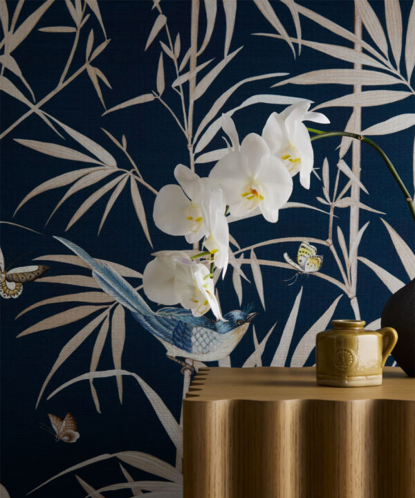 Bamboo Grasscloth Wallpaper - Colorway: Navy - Rich Traditions Collection - Insitu
