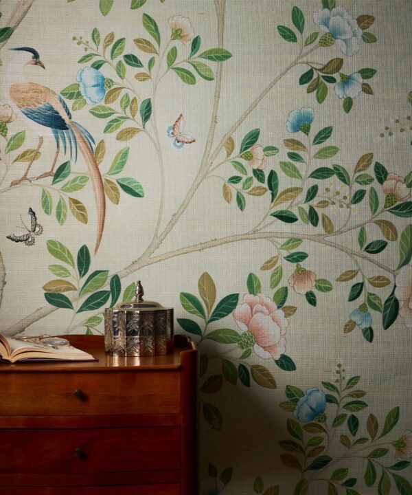 Camellia Tree Grasscloth Mural - Image 2