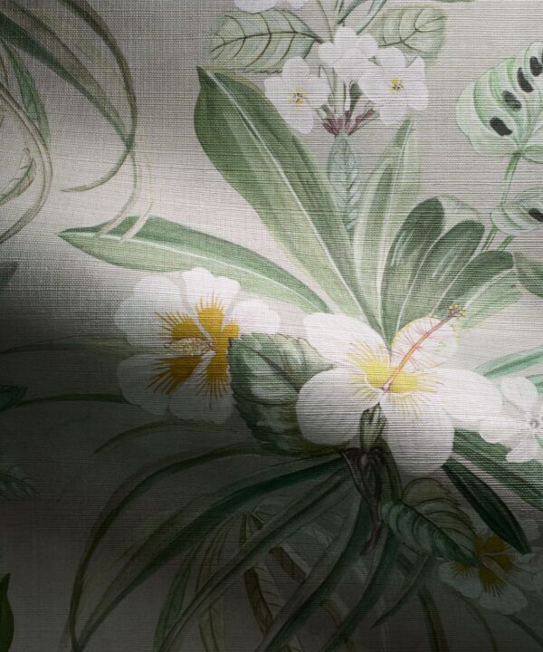 Hibiscus at Double Bay Grasscloth Wallpaper