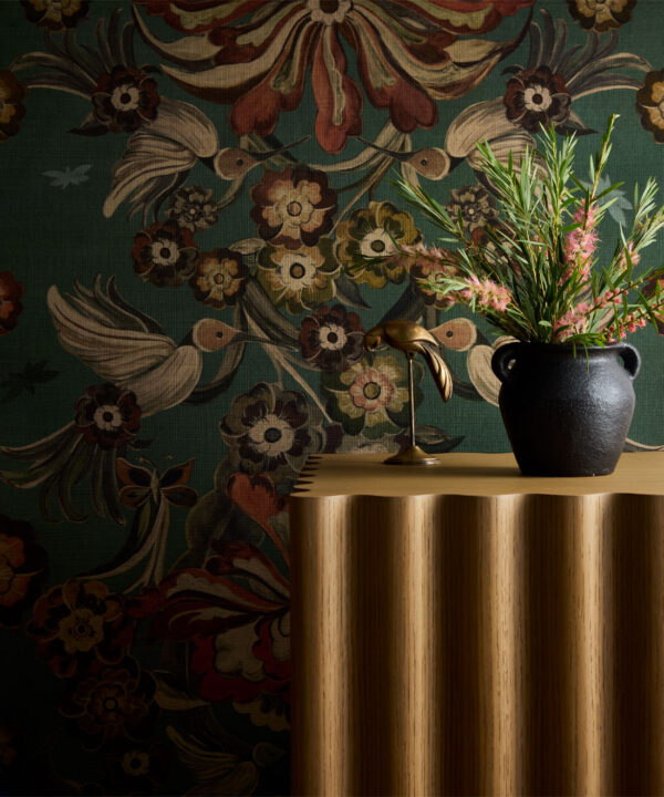 Hummingbird Garden Grasscloth Wallpaper - Image 2