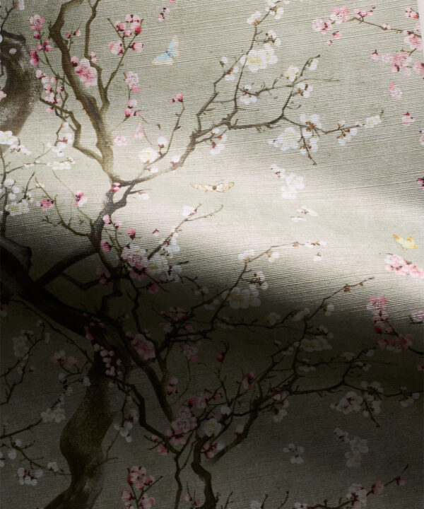 Plum Blossom Grasscloth Wallpaper