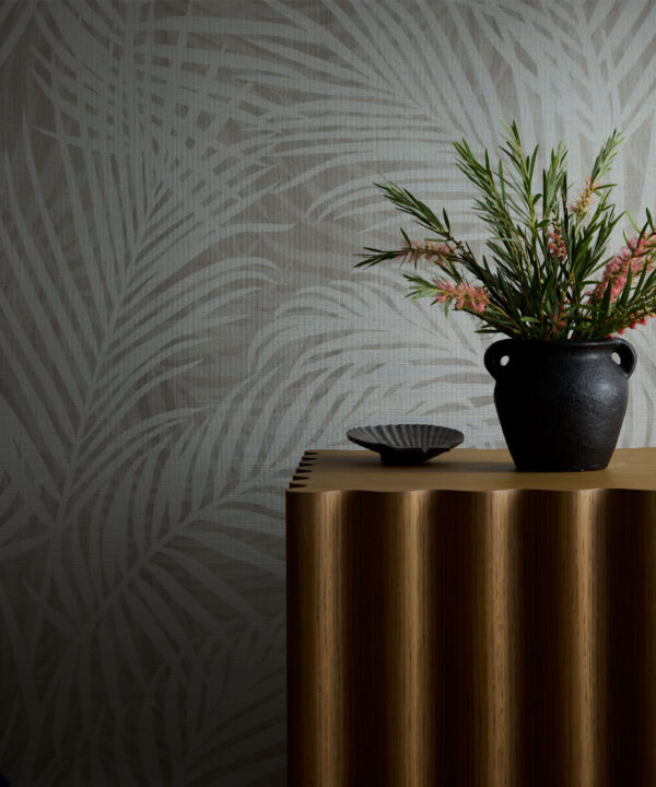 Laguna Palms Grasscloth Wallpaper - Colorway: Plaster - Pattern Play Collection - Insitu