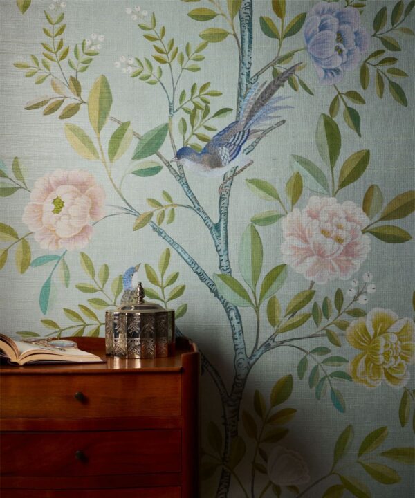 Chinoiserie Grasscloth Wallpaper - Image 2