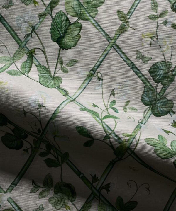 Petite Climbing Sweet Pea Grasscloth Wallpaper