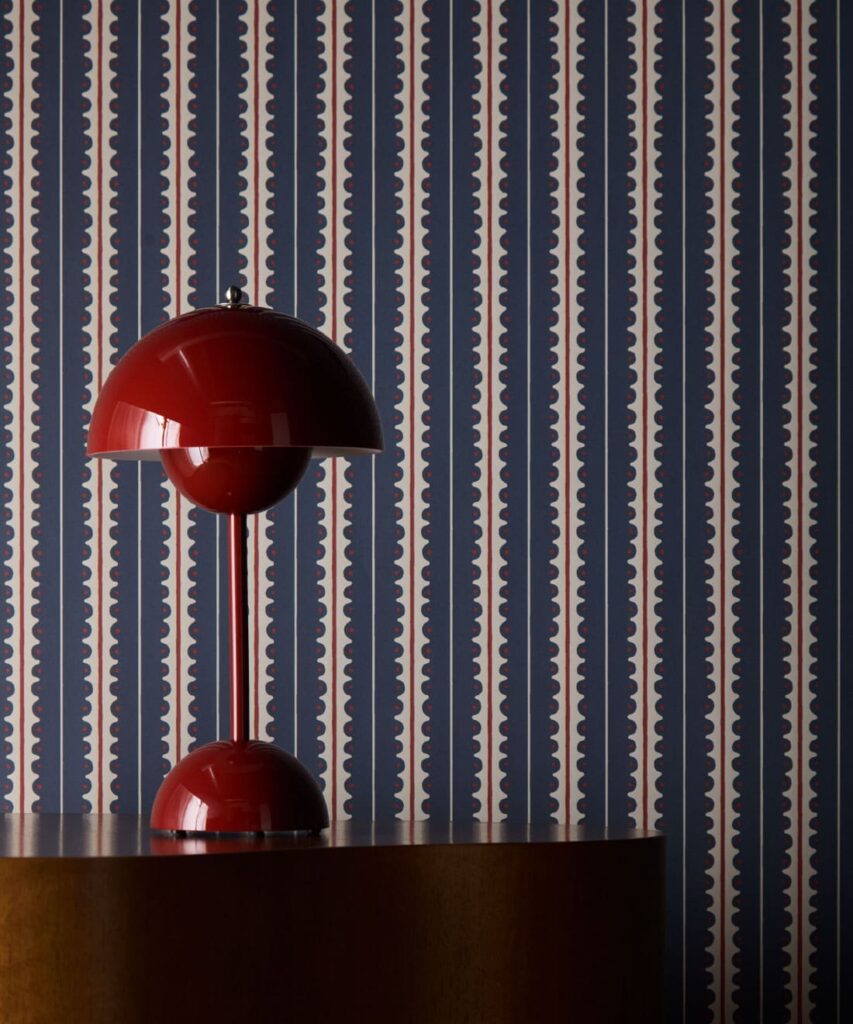 Big Top Wallpaper - Colorway: Navy - Petite Prints - Stripes Collection - Insitu