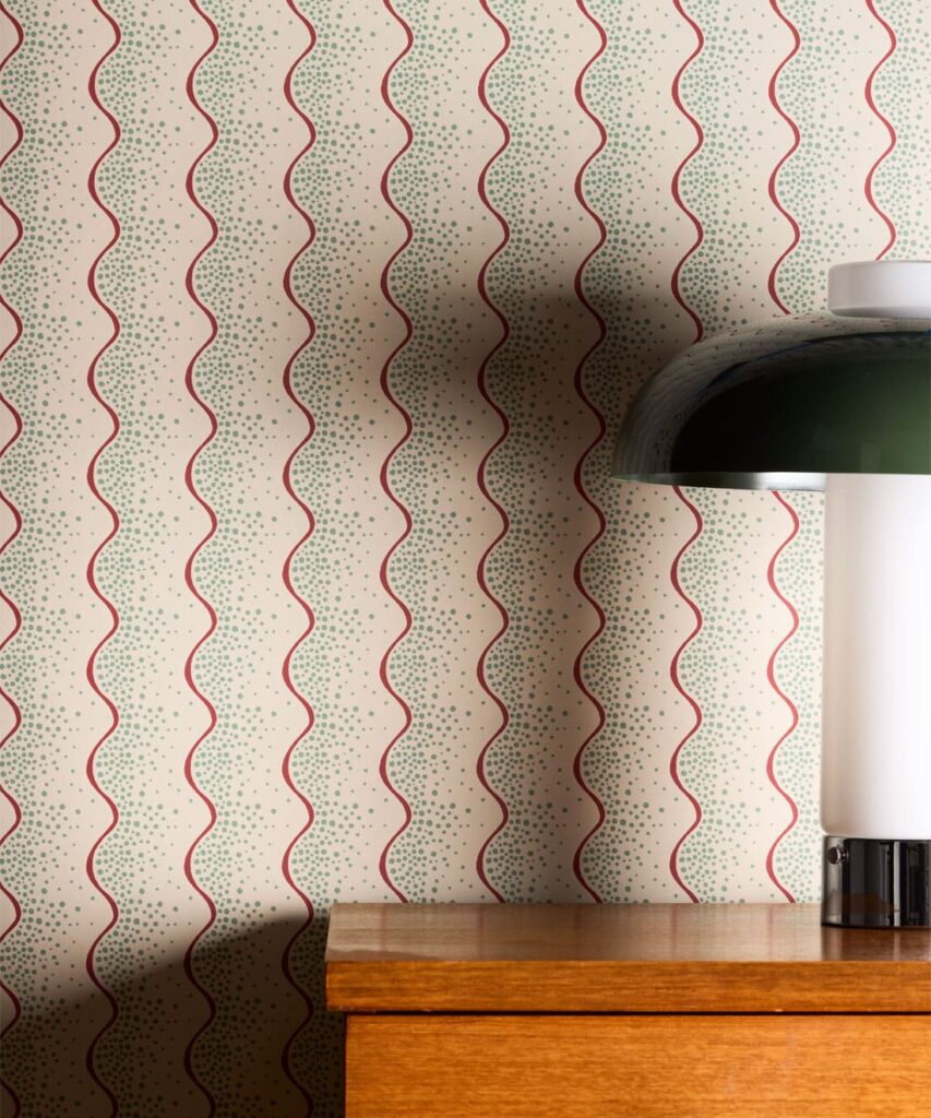 Shore Wallpaper - Colorway: Aqua - Petite Prints - Stripes Collection - Insitu
