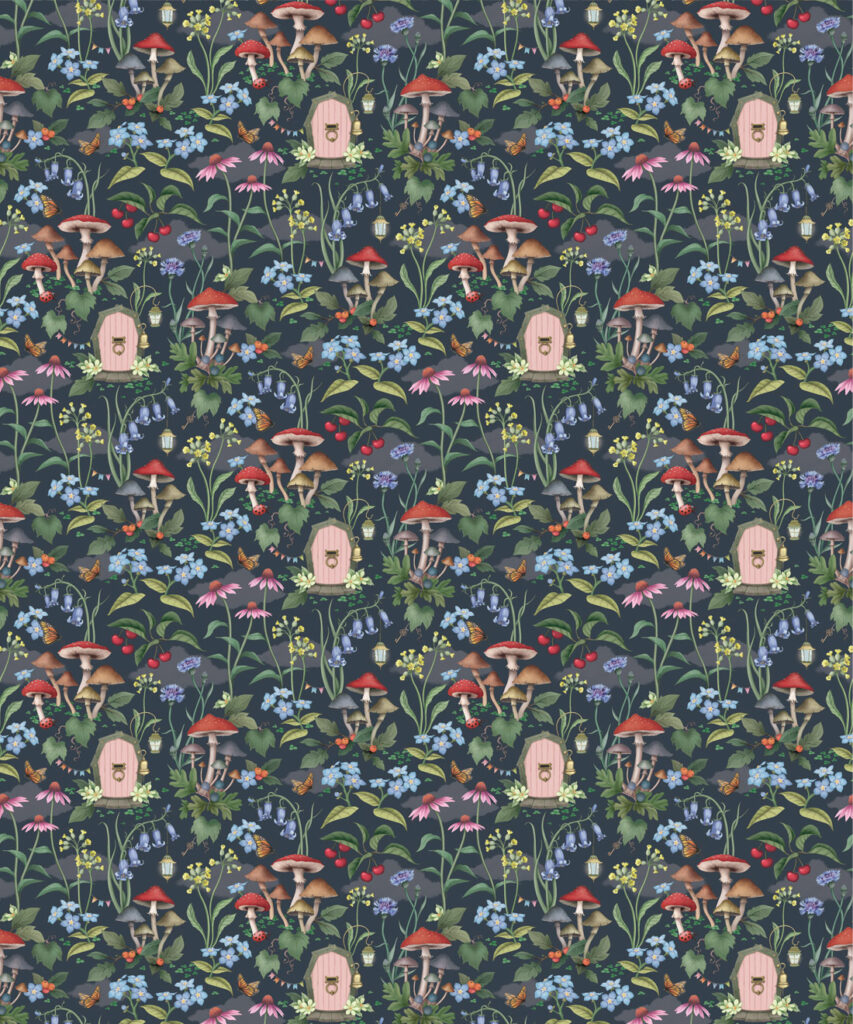 The Wishing Door Wallpaper - Colourway: Night - Swatch