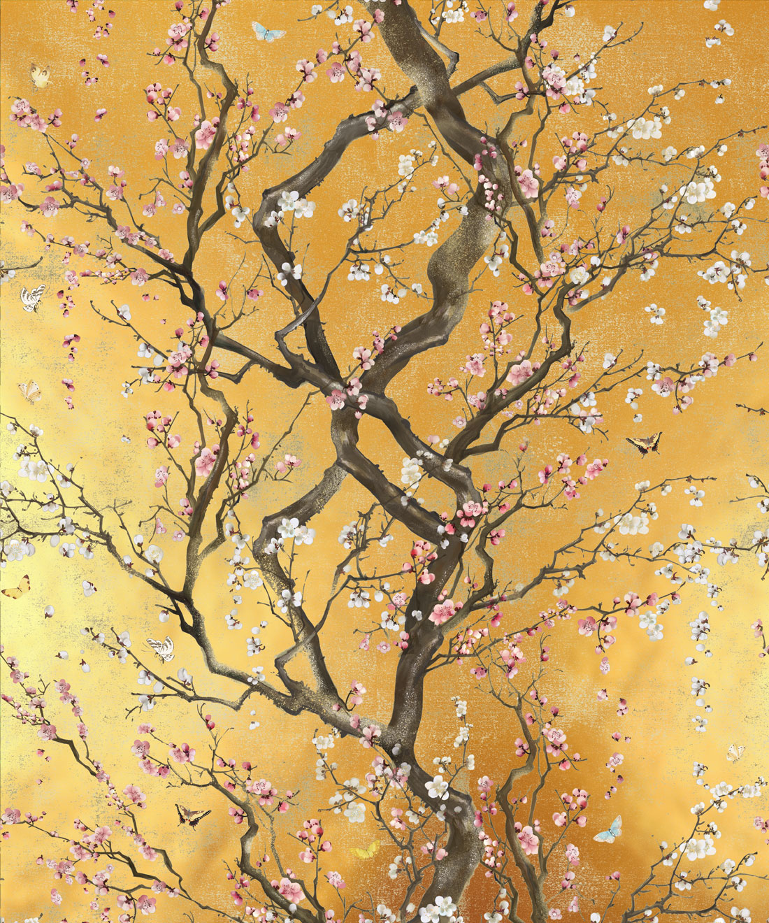 Plum Blossom Metallic Wallpaper