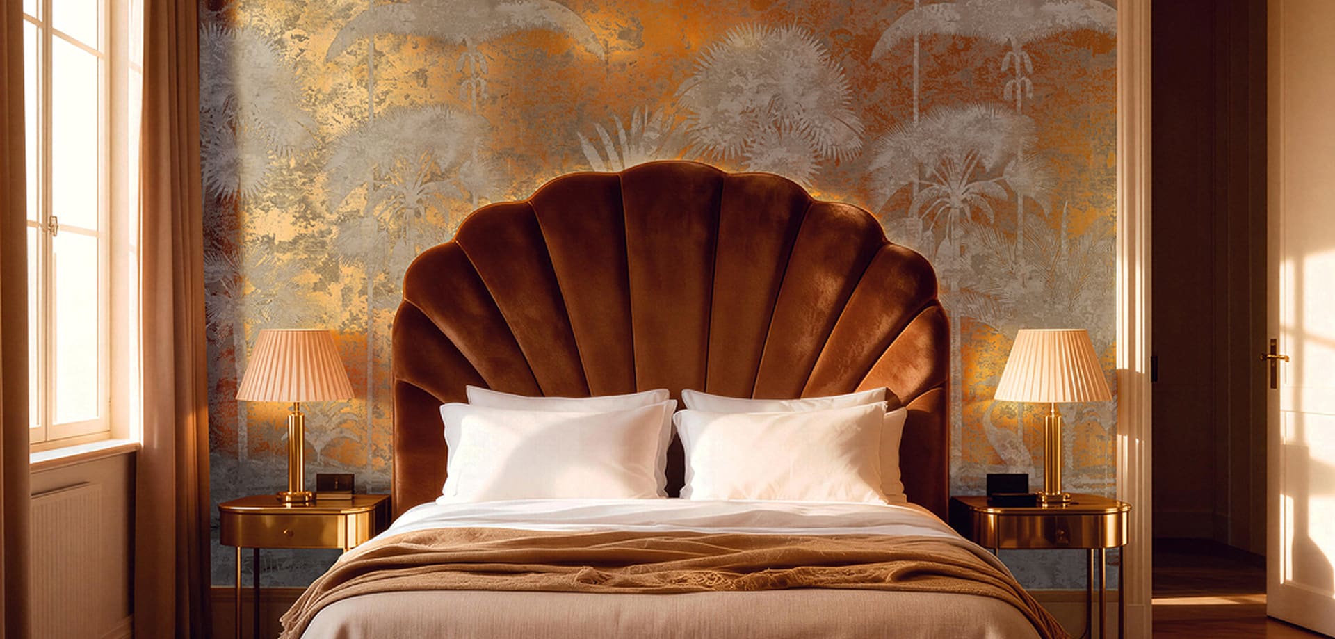 Shadow Palms Metallic Mural - Metallic Collection - Hero Image