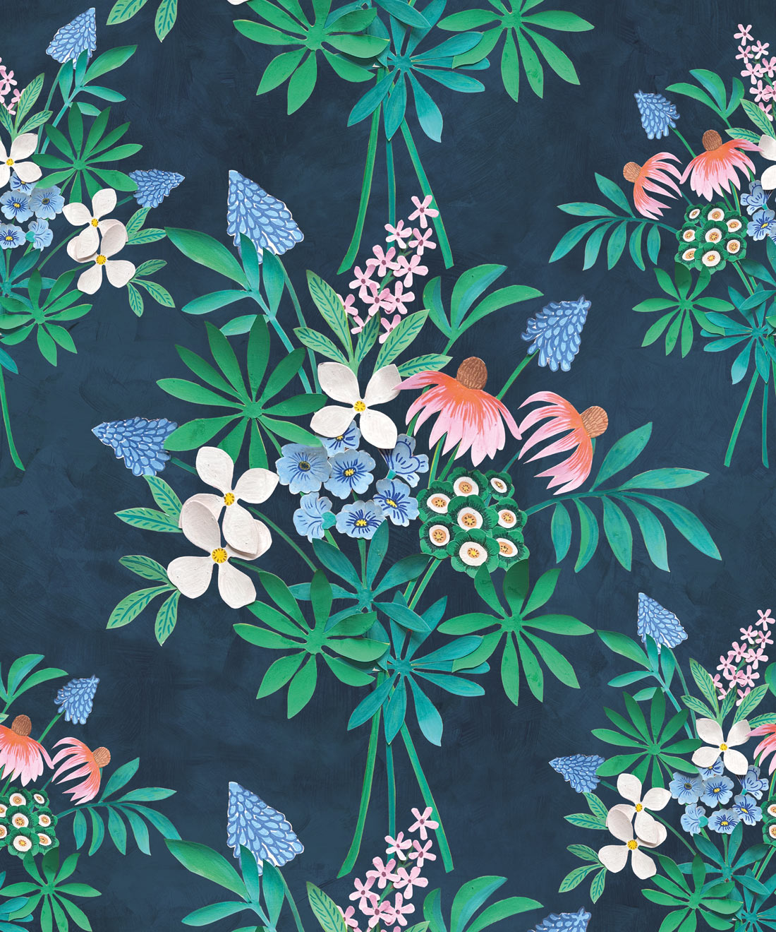 Odette's Bouquet Wallpaper - Colourway: Powder Blue - Swatch