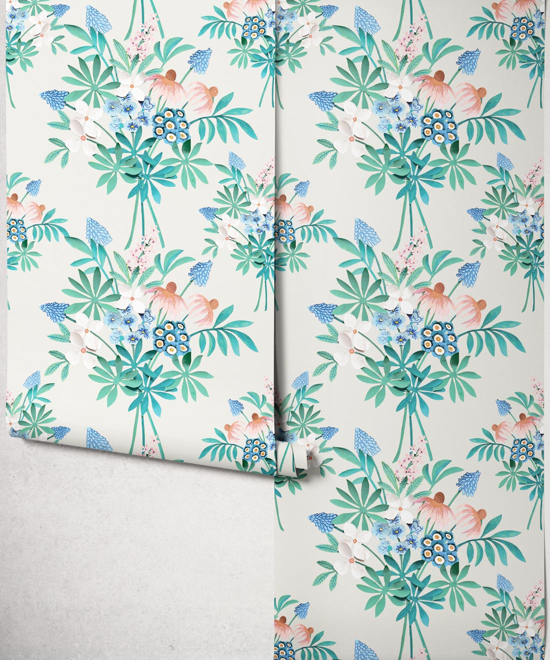 Odette's Bouquet Wallpaper - Colourway: Kelp Green - Roll