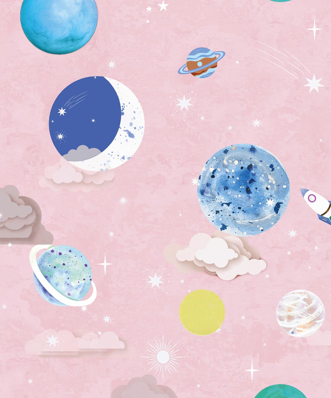 Blast Off Wallpaper - Colourway: Powder Blue - Swatch