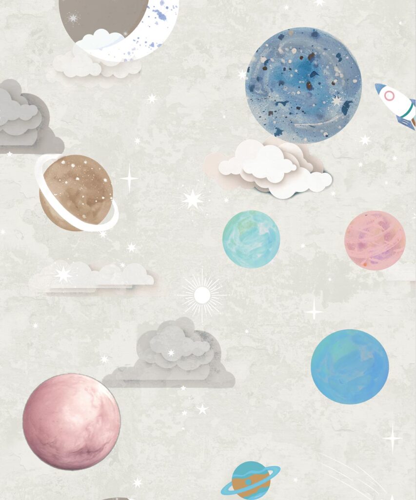 Blast Off Wallpaper - Colourway: Shell - Swatch