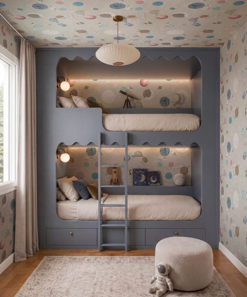 Blast Off Wallpaper - Colourway: Shell - Insitu