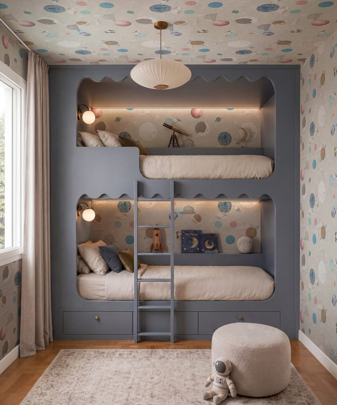 Blast Off Wallpaper - Colourway: Shell - Insitu