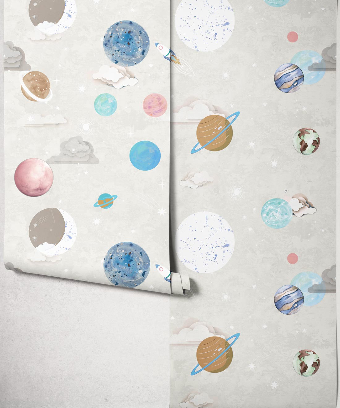Blast Off Wallpaper - Colourway: Shell - Roll