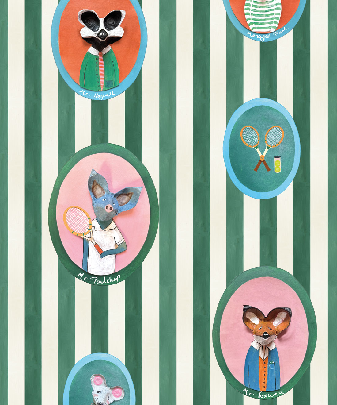 The Tennis Club Wallpaper - Colourway: Kelp Green - Swatch