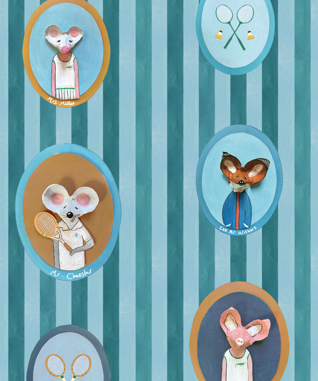 The Tennis Club Wallpaper - Colourway: Lagoon Blue - Swatch