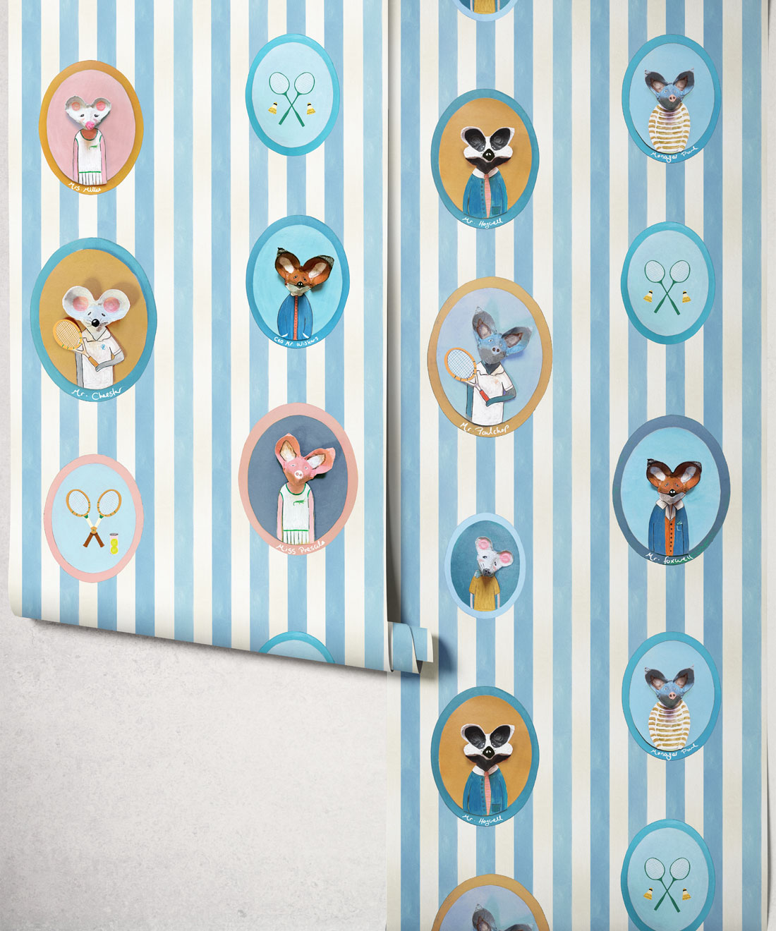 The Tennis Club Wallpaper - Colourway: Powder Blue - Roll
